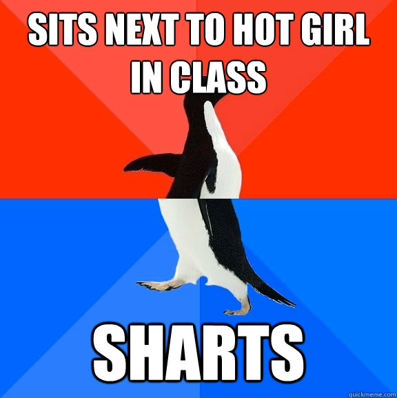 SITS NEXT TO HOT GIRL IN CLASS Sharts  Socially Awesome Awkward Penguin