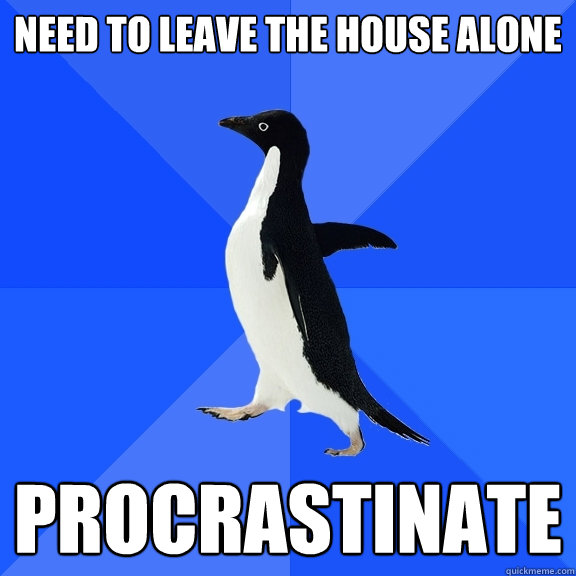 NEED TO LEAVE THE HOUSE ALONE PROCRASTINATE  Socially Awkward Penguin