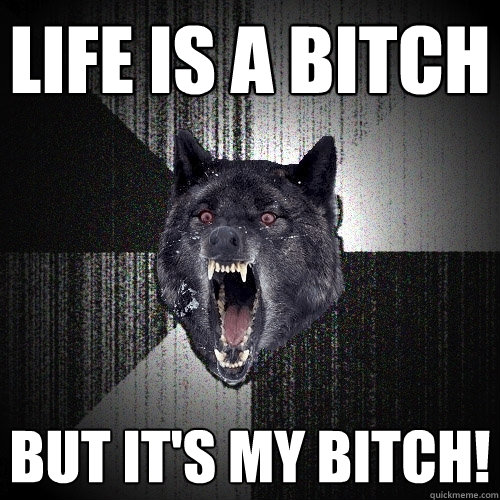 Life is a bitch But it's my bitch!  Insanity Wolf