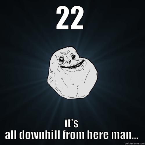 22 IT'S ALL DOWNHILL FROM HERE MAN... Forever Alone