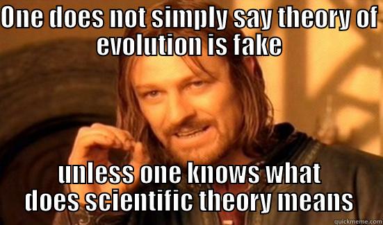 ONE DOES NOT SIMPLY SAY THEORY OF EVOLUTION IS FAKE UNLESS ONE KNOWS WHAT DOES SCIENTIFIC THEORY MEANS Boromir