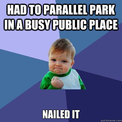 had to parallel park in a busy public place nailed it  Success Kid