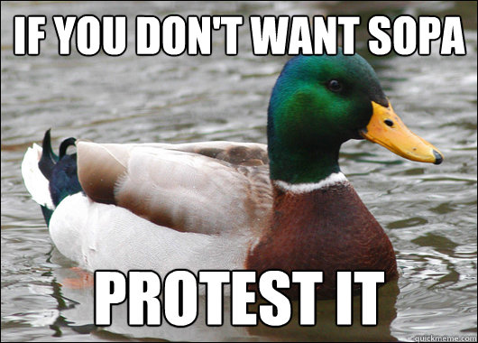 If you don't want SOPA Protest it  Actual Advice Mallard