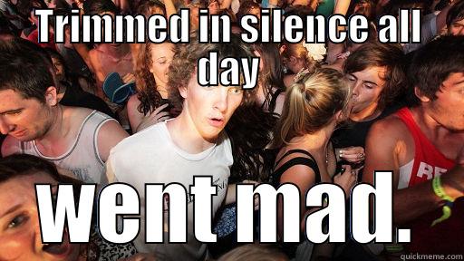 TRIMMED IN SILENCE ALL DAY WENT MAD. Sudden Clarity Clarence