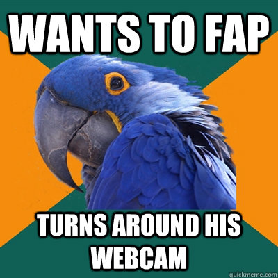 Wants to Fap Turns around his Webcam  Paranoid Parrot