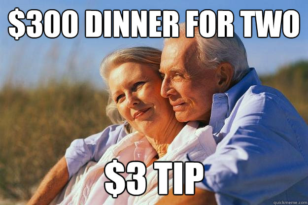 $300 dinner for two $3 tip  