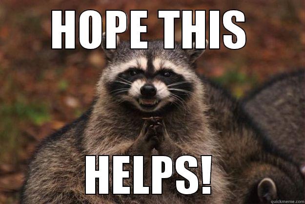 HOPE THIS HELPS - HOPE THIS HELPS! Evil Plotting Raccoon
