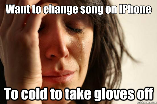 Want to change song on iPhone To cold to take gloves off  First World Problems