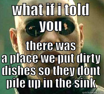 WHAT IF I TOLD YOU THERE WAS A PLACE WE PUT DIRTY DISHES SO THEY DONT PILE UP IN THE SINK Matrix Morpheus