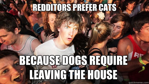 Redditors prefer cats because dogs require leaving the house  Sudden Clarity Clarence