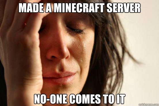 made a minecraft server no-one comes to it   First World Problems