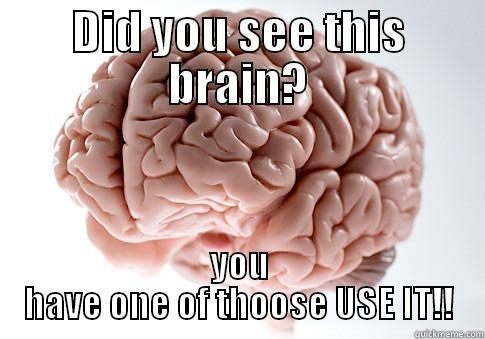 DID YOU SEE THIS BRAIN? YOU HAVE ONE OF THOOSE USE IT!! Scumbag Brain
