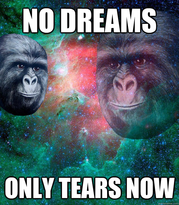 No dreams only tears now  