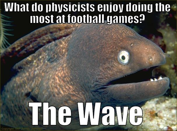 Physics Wave - WHAT DO PHYSICISTS ENJOY DOING THE MOST AT FOOTBALL GAMES? THE WAVE Bad Joke Eel