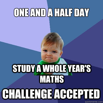 one and a half day study a whole year's maths challenge accepted  Success Kid