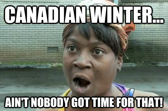 Canadian Winter... Ain't nobody got time for that!  