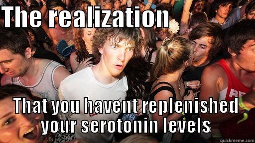 THE REALIZATION                  THAT YOU HAVENT REPLENISHED YOUR SEROTONIN LEVELS Sudden Clarity Clarence