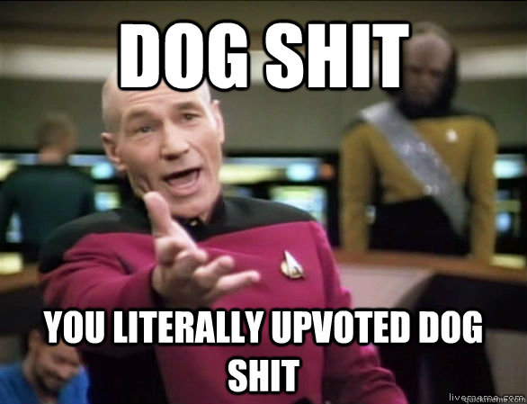 Dog shit you literally upvoted dog shit  Annoyed Picard HD