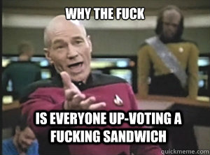 why the fuck is everyone up-voting a fucking sandwich   Annoyed Picard