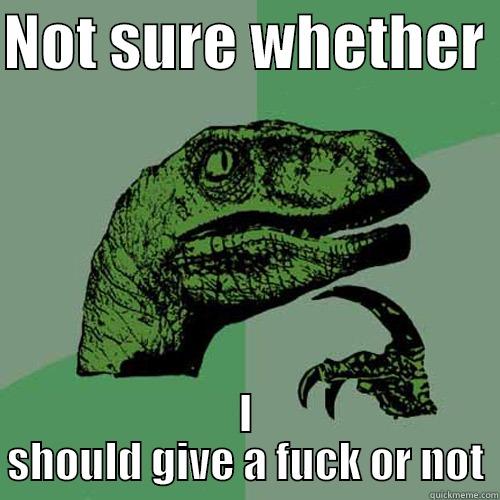 NOT SURE WHETHER  I SHOULD GIVE A FUCK OR NOT Philosoraptor
