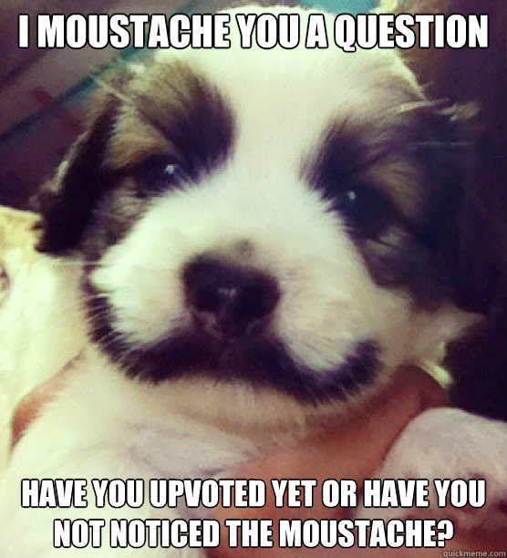 I MOUSTACHE YOU A QUESTION HAVE YOU UPVOTED YET OR HAVE YOU NOT NOTICED THE MOUSTACHE? - I MOUSTACHE YOU A QUESTION HAVE YOU UPVOTED YET OR HAVE YOU NOT NOTICED THE MOUSTACHE?  Misc