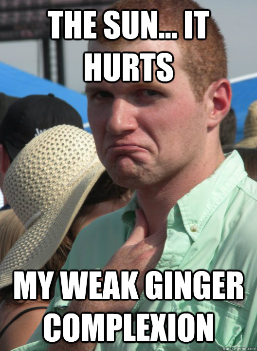 the sun... it hurts my weak ginger complexion  typical ginger