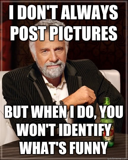 I don't always post pictures But when I do, you won't identify what's funny  The Most Interesting Man In The World