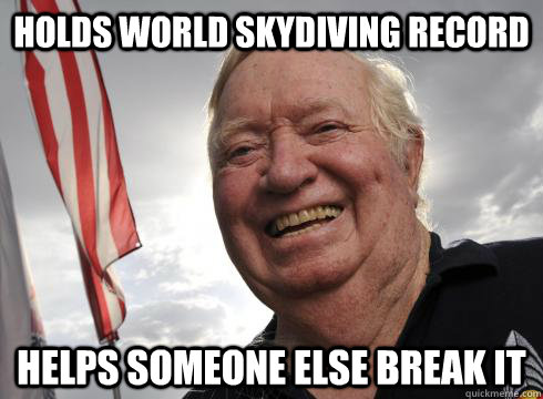 holds world skydiving record helps someone else break it - holds world skydiving record helps someone else break it  Misc
