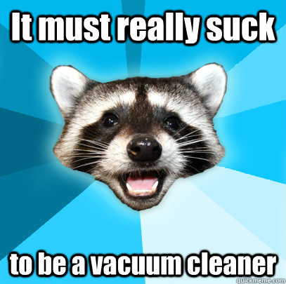 It must really suck to be a vacuum cleaner  Lame Pun Coon