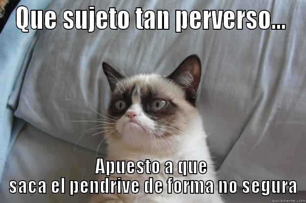 QUE SUJETO TAN PERVERSO... APUESTO A QUE  SACA EL PENDRIVE DE FORMA NO SEGURA Grumpy Cat