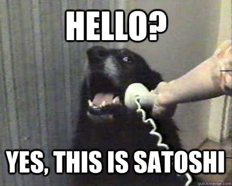 HELLO? Yes, this is satoshi  yes this is dog