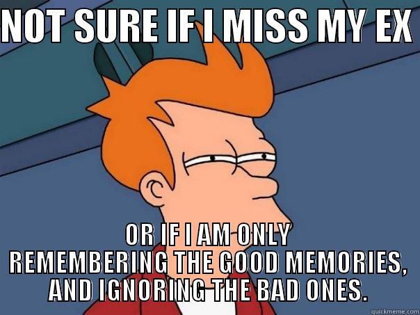 Have to remind myself this all the time - NOT SURE IF I MISS MY EX  OR IF I AM ONLY REMEMBERING THE GOOD MEMORIES, AND IGNORING THE BAD ONES. Futurama Fry