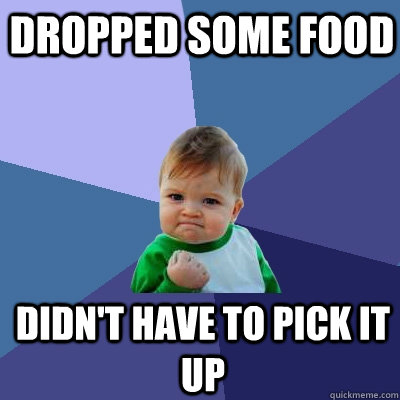 Dropped some food Didn't have to pick it up  Success Kid
