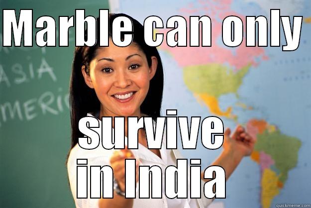 MARBLE CAN ONLY  SURVIVE IN INDIA Unhelpful High School Teacher