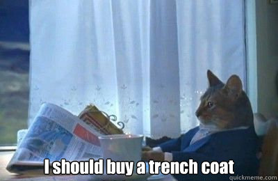  I should buy a trench coat  I should buy a bike
