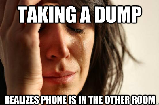 Taking a dump Realizes phone is in the other room  First World Problems