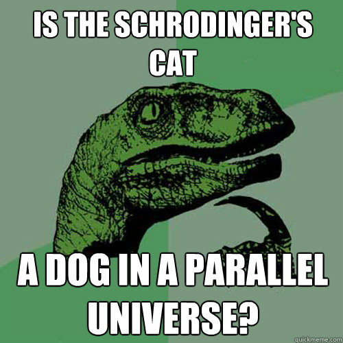 Is the Schrodinger's Cat A Dog in a parallel universe?  Philosoraptor