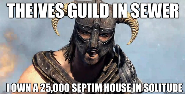 theives guild in sewer i own a 25,000 septim house in solitude  skyrim
