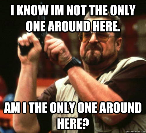 I know im not the only one around here. Am I the only one around here?  Am I The Only One Around Here