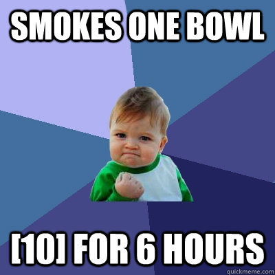 Smokes one bowl [10] for 6 hours  Success Kid
