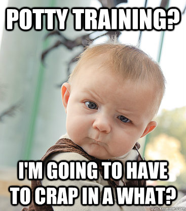 Potty training? I'm going to have to crap in a what? - Potty training? I'm going to have to crap in a what?  skeptical baby