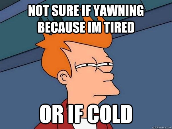 Not sure if Yawning because im tired Or if Cold  Futurama Fry