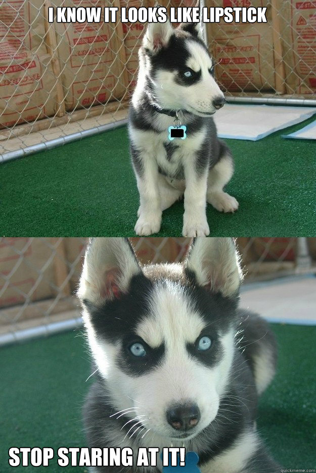 I know it looks like lipstick STOP STARING AT IT!  Insanity puppy
