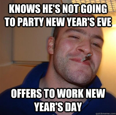 knows he's not going to party New year's eve offers to work New year's day - knows he's not going to party New year's eve offers to work New year's day  GGG plays SC