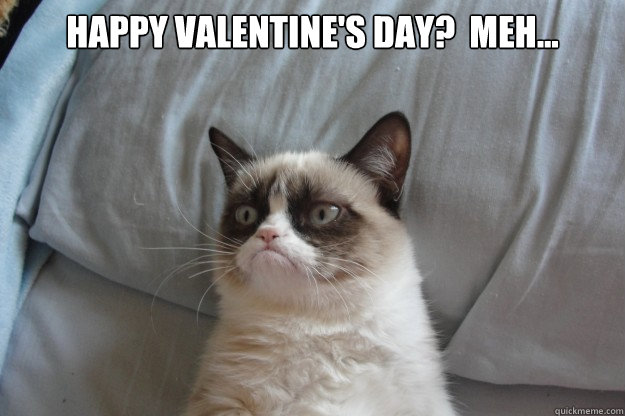 Happy Valentine's Day?  Meh...  GrumpyCatOL