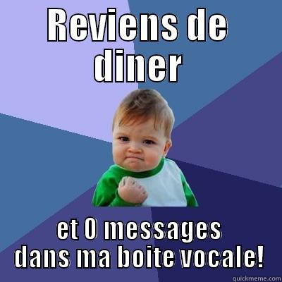 REVIENS DE DINER ET 0 MESSAGES DANS MA BOITE VOCALE! Success Kid