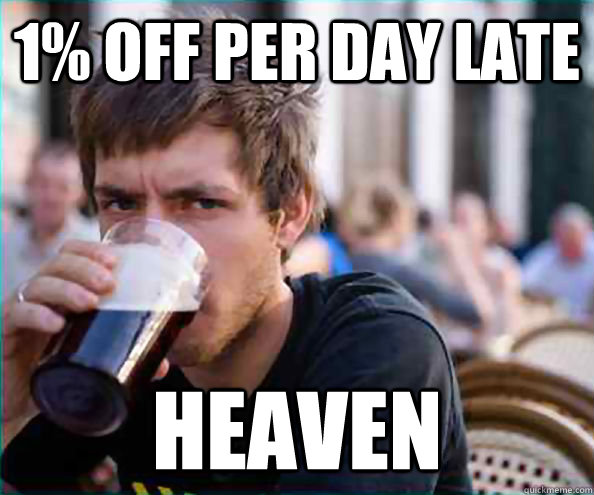 1% off per day late heaven  College Senior