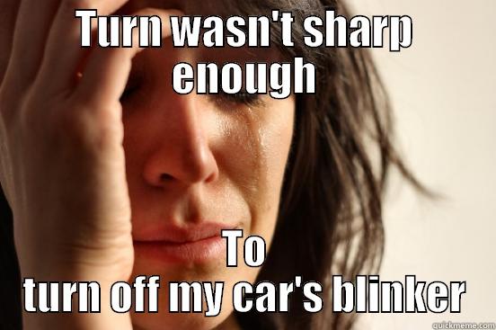 TURN WASN'T SHARP ENOUGH TO TURN OFF MY CAR'S BLINKER First World Problems