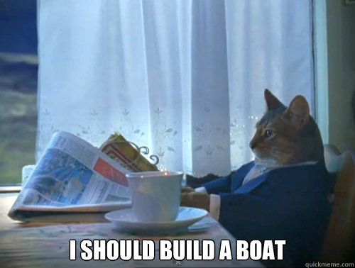 I should build a boat -  I should build a boat  The One Percent Cat