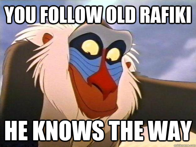 you follow old Rafiki He knows the way - you follow old Rafiki He knows the way  Rafiki